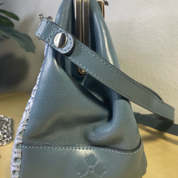 Patricia Nash Casini Leather Frame Satchel - Blue Looped Weave - Picture 6 of 8